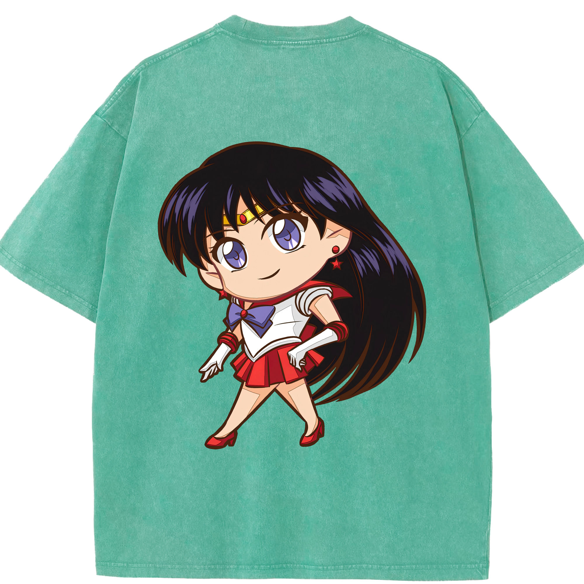 （画像用） 美少女戦士セーラームーン 火野レイ ひの レイ Sailor Moon Hino Rei （セーラーマーズ,Sailor Mars） 綿100% ヴィンテージ風 半袖Tシャツ（背面プリント）